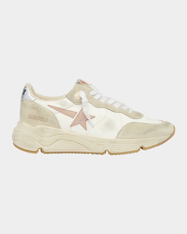 Running Sole Mixed Leather Sneakers